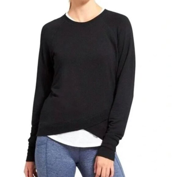 🆕 Athleta Women's Black Criss Cross Sweatshirt - Picture 2 of 11